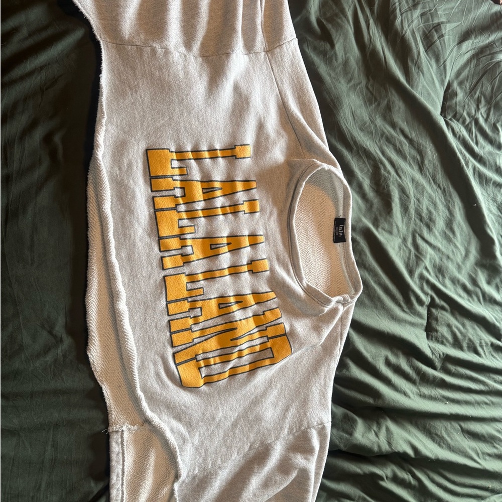 Dressed in LALA Gray and Yellow Sweatshirt